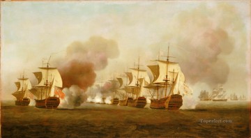 Fin de la acción de Knowles frente a La Habana 1748 Batallas navales Pinturas al óleo